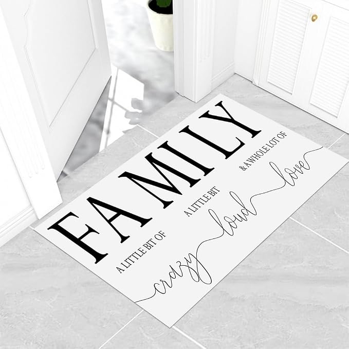 GUBIYU Black and White Area Rug for Living Room, Farmhouse Washable Stain Resistant, Non-Skid Rubber Backing, Home Sweet Home Rug for Bedroom, Dining Room, Softness 23.6"x35.4"