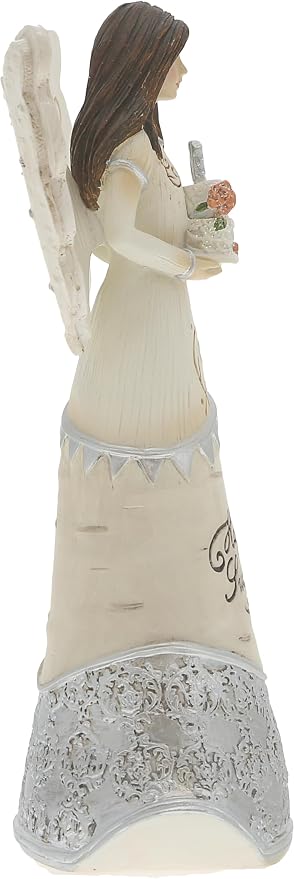 Pavilion - Happy Sweet 16 - Angel Figurine Holding a Birthday Cake 6 Inches,Silver