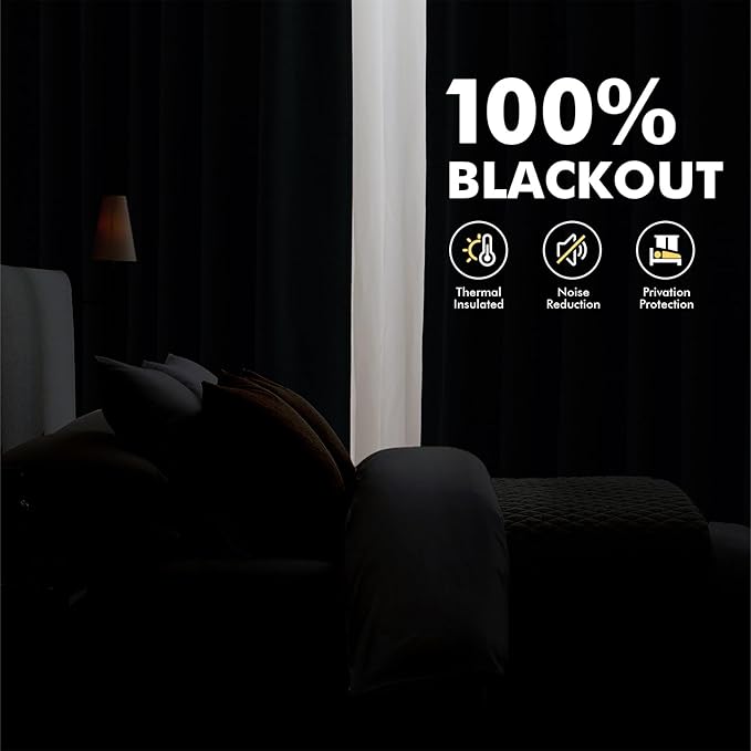 MIULEE 100% Blackout Linen Curtains for Bedroom, Stone Solid Luxury Decor Thermal Insulation Room Darkening Drapes for Living Room Nursery Back Tab Rod Pocket 42 x 90 Inches, 2 Panels