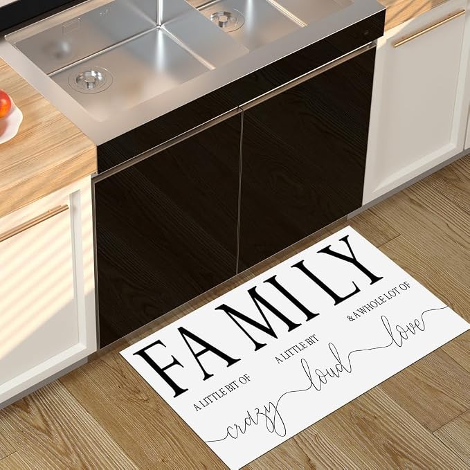 GUBIYU Black and White Area Rug for Living Room, Farmhouse Washable Stain Resistant, Non-Skid Rubber Backing, Home Sweet Home Rug for Bedroom, Dining Room, Softness 23.6"x35.4"