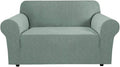 H.VERSAILTEX Stretch Couch Cover Sofa Covers for 2 Cushion Couch Loveseat Slipcover|Sofa Cover for Love seat 1 Piece with Elastic Bottom, Textured Checked Jacquard Fabric (Loveseat 58"-70" Wide, Sage)