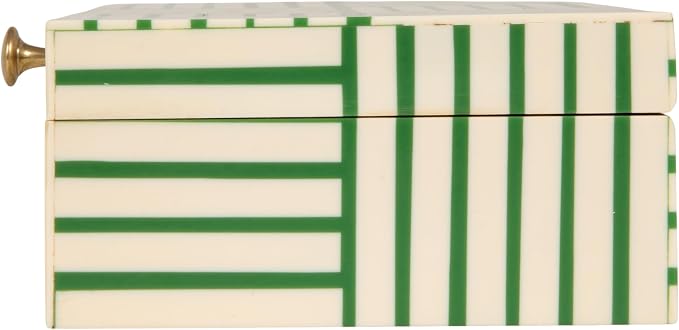 Bloomingville Green & White Striped Resin Storage Box