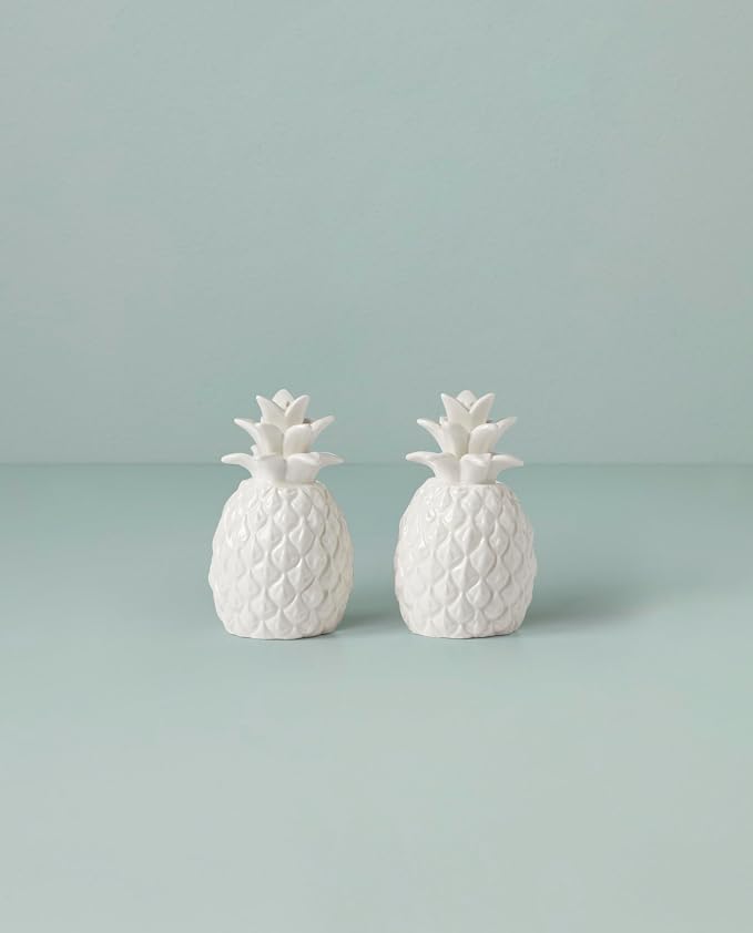 Lenox 893879 Wicker Creek Pineapple Salt & Pepper Set, 0.66, White