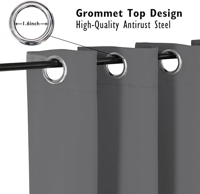 ChrisDowa Small Window Curtains 36 inches Long for Bedroom - Grommet Short Thermal Insulated Room Darkening Curtains for Kitchen (2 Panels, Grey, 42 x 36 Inch)