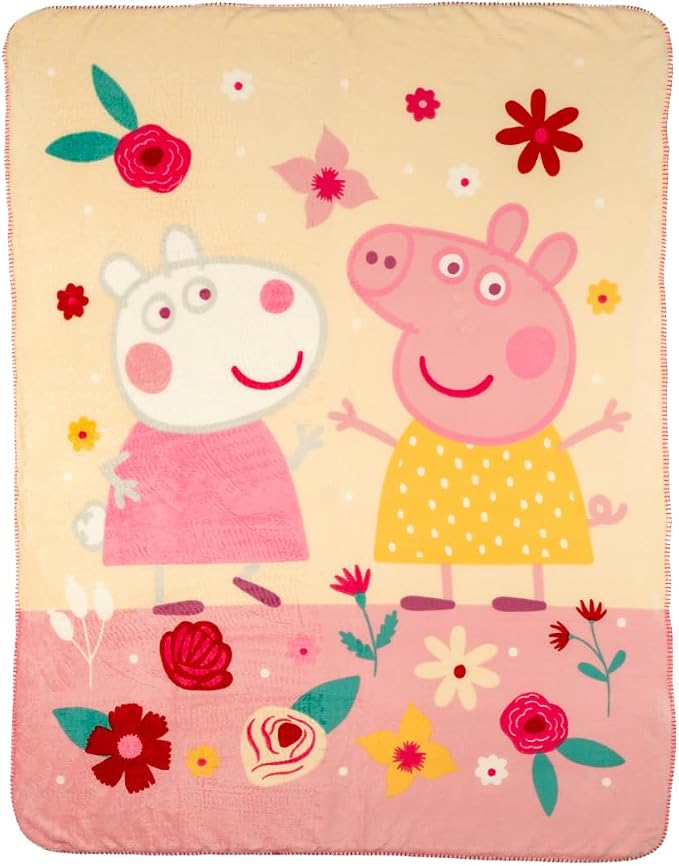 Peppa Pig Kids Bedding Soft Plush Sherpa Blanket Throw, 46 in x 60 in, (Officially Licensed Product) by Franco