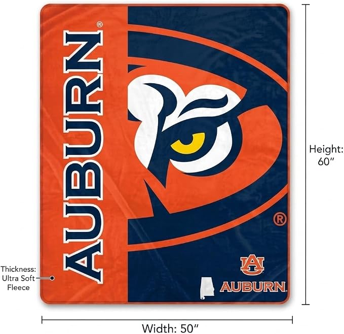 Proformance Home NCAA Auburn Tigers Endzone Ultra Soft Tailgate Throw