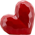 Decorative Ceramic Heart Sculpture for Home Decor - Ornaments for Bathroom, Office, and Living Room Decor - Modern Figurine Accent for Bedroom, Shelf Display, and Coffee Table - 8", Red