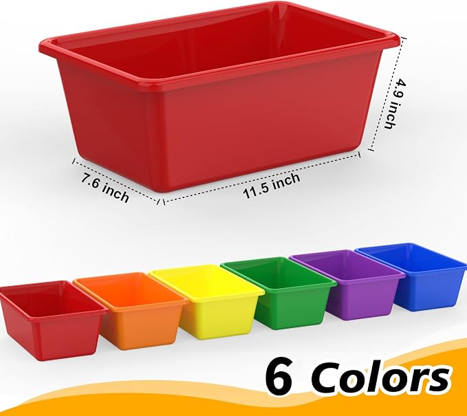 12 Pcs Plastic Small Cubby Bins Books Bins Toy Storage Bins Classroom Storage Organizer Containers for Office Classroom Home (12)