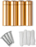 1.5" Gold Stainless Steel Mounting Hardware for Acrylic Floating Frames (Pack of 4) | 1.5" Gold Designer Grade Powder-Coated Aluminum Standoffs for Floating Frames, Corrosion-Resistant, with Screws & Anchors