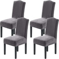 H.VERSAILTEX Velvet Dining Chair Covers Stretch Chair Covers for Dining Room Set of 4 Parson Chair Slipcovers Chair Protectors Covers Dining, Soft Thick Solid Velvet Fabric Washable, Grey