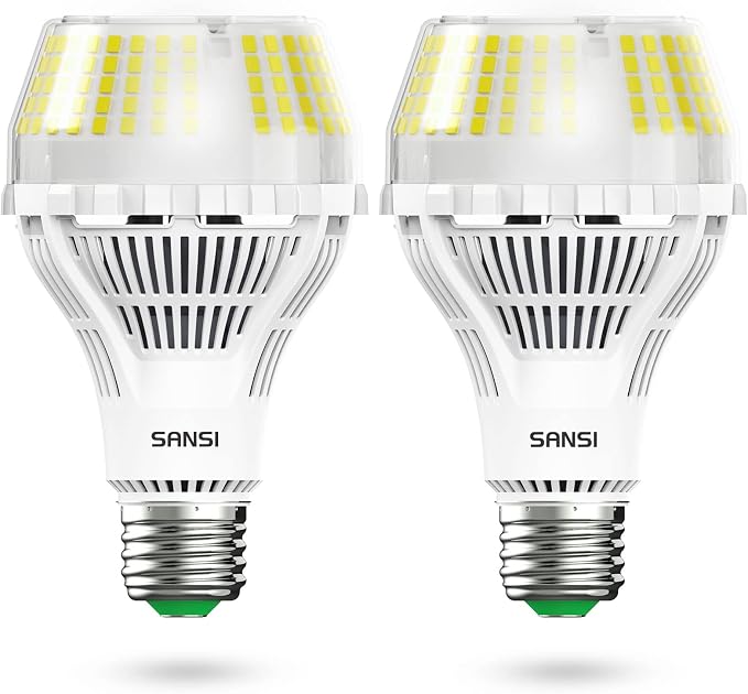 SANSI Dimmable LED Light Bulbs, Daylight 5000K Large A21 250W Eqv, 2 Pack | Dimmable Light Bulbs, Flicker Free, Super Bright, 4000LM, CRI 85, E26, 22-Year Ceramic LED, Energy Saving, Home Office Garage