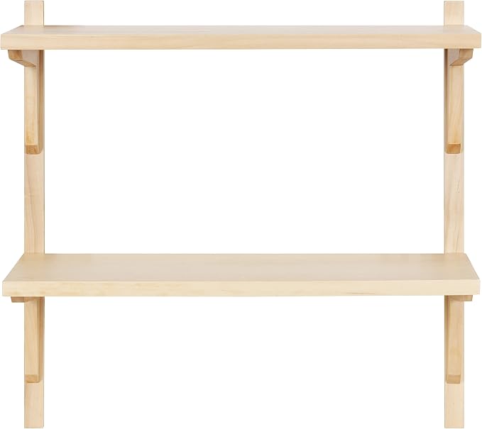 Kate and Laurel Meridien Modern Wood Shelves, 24 x 8 x 24, Natural Poplar, Transitional Two Tier Wall Shelf for Storage and Display