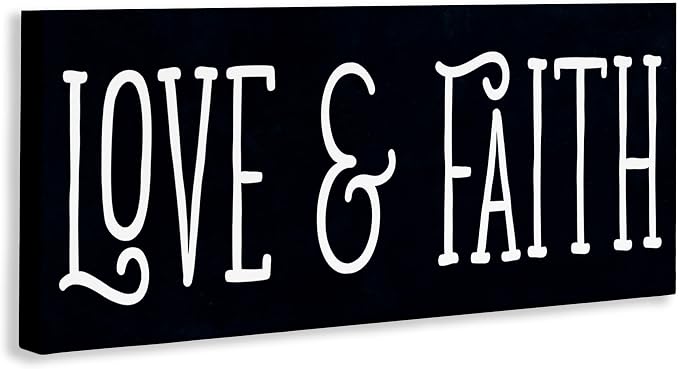 Stupell Industries 'Love & Faith on Black'| Canvas Art | Stupell Industries | 40 x 17 Inches, Easy to Hang and Sturdy, Made in USA, by SD Graphics Studio