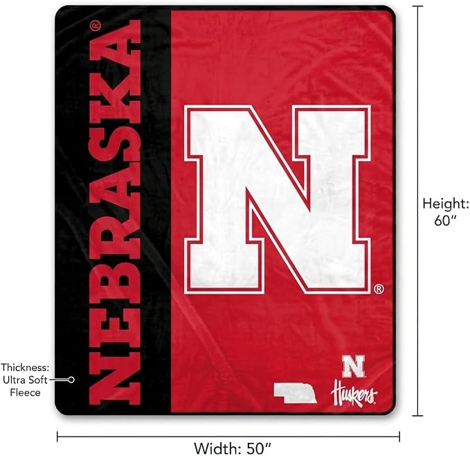 Proformance Home NCAA Nebraska Cornhuskers Endzone Ultra Soft Tailgate Throw