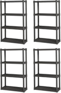 Sterilite 4-Pack 4 Shelf Unit, Heavy-Duty Shelving Storage and Utility Rack - Standing Plastic Organizer Shelves for Kitchen, Bathroom, and Garage
