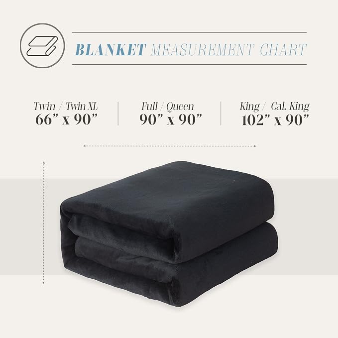 Elegant Comfort Luxury Velvety Feel Blanket, All-Season Lightweight Blanket, Ultra Plush, Soft, Cozy-Fuzzy Flannel Fleece for Couch, Sofa, Bed, Travel, Solid Design, Twin/Twin XL, Black