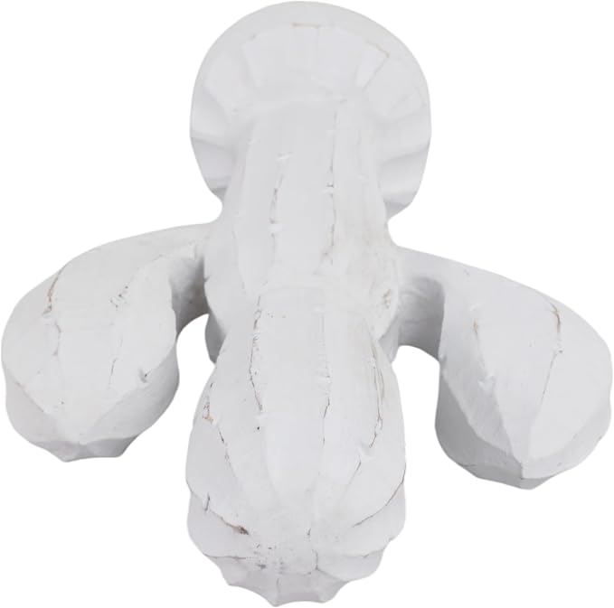 Wooden Cactus Statue – Room Decor Accent for Shelves and Tables, Indoor Home Decor for Living Room or Entryway, Modern Statue Silhouette for Sculptural Interest – 14", White