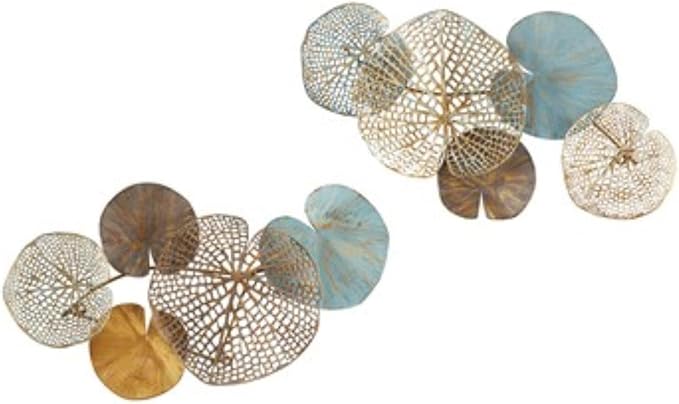 Madison Park Wall Art Living Room Décor - Lenzie Metal Abstract Coastal Decoration, Home Accent Modern Kitchen Dining Decoration, Ready to Hang for Bedroom, 15.7"W x 26.9"L, Multi 2 Piece