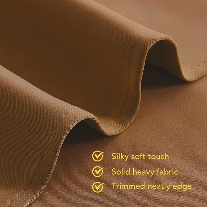 NICETOWN Sleek Blackout Curtains 48 inches Length for Small Windows, Noise Reducing and Block Draft Panels for Door Doorway Laundry Office Luxury Decor Theme (2 Panels, Gold Brown, W34 x L48 -Inch)