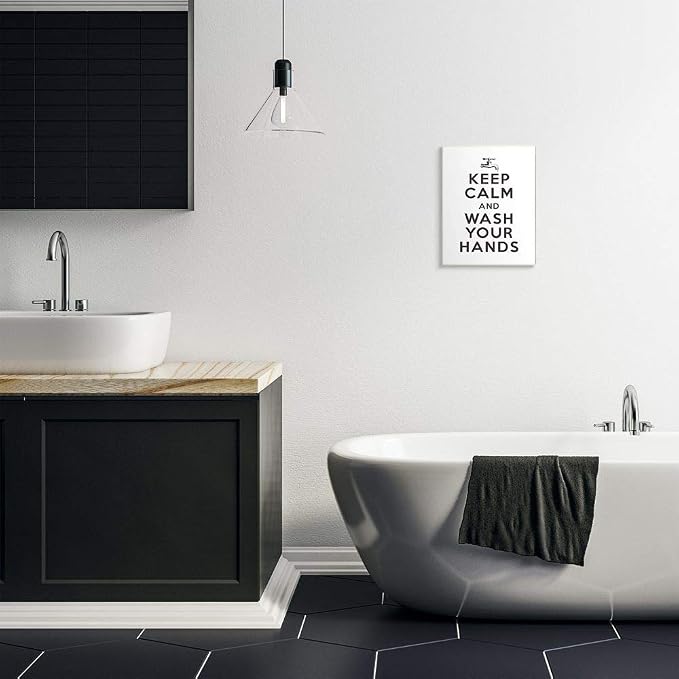 Stupell Industries 'Keep Calm and Wash Hands'| Wall Plaque Art | Stupell Industries | 10 x 15 Inches, Easy to Hang and Sturdy, Made in USA, by Lettered and Lined
