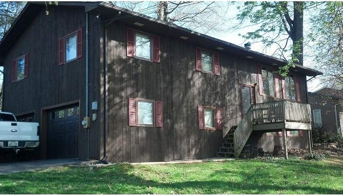 Ekena Millwork Lifetime Vinyl LL1S14X06700RD Standard Cathedral Top Center Mullion, Open Louver Vinyl Shutters, w/Installation Shutter-Lok's & Matching Screws (Per Pair), 14 1/2"W x 67"H, Burgundy Red