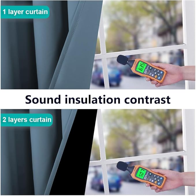 NICETOWN Full Shading Curtains for Windows, Smoky Blue, Pack of 2, 52 inches W x 95 inches L, Super Heavy-Duty Black Lined Blackout Curtains for Bedroom, Privacy Assured Window Treatment