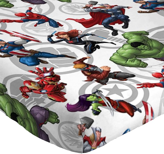 Jay Franco Kids Sheet Set with Fitted, Flat Sheets & Pillow Cover - Ultra-Soft Bedding with Pillowcase for Room Decor, Multi - Avengers, 3 Piece Twin
