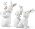 Glitzhome Easter Decorations Bunny Figurine, Set of 2 Resin Mother and Baby Rabbit Tabletop Centerpiece for Spring Home Indoor & Outdoor Decor