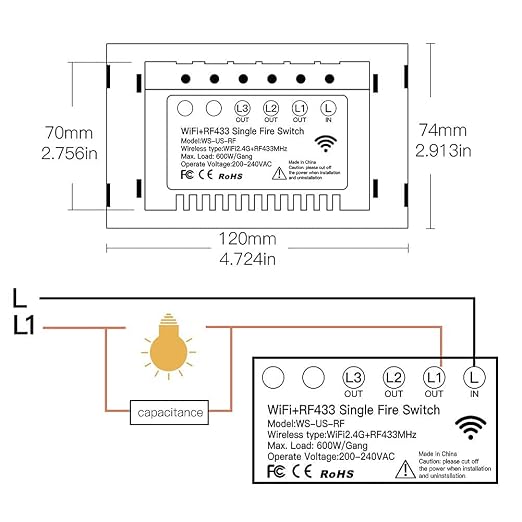 MOES Touch Wall Single Live Wire Smart Switch, No Neutral Wire Needed, 2.4GHz WiFi RF433 Light Switch Works with Smart Life/Tuya App, Alexa and Google Home, Single Pole Black 2 Gang Include Capacitor
