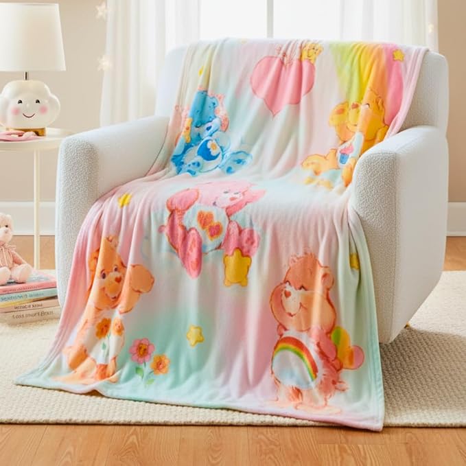 Care Bears Nostalgic Vintage Bedding Super Soft Plush Throw, 46 in x 60 in, (Officially Licensed Product) by Franco Collectibles