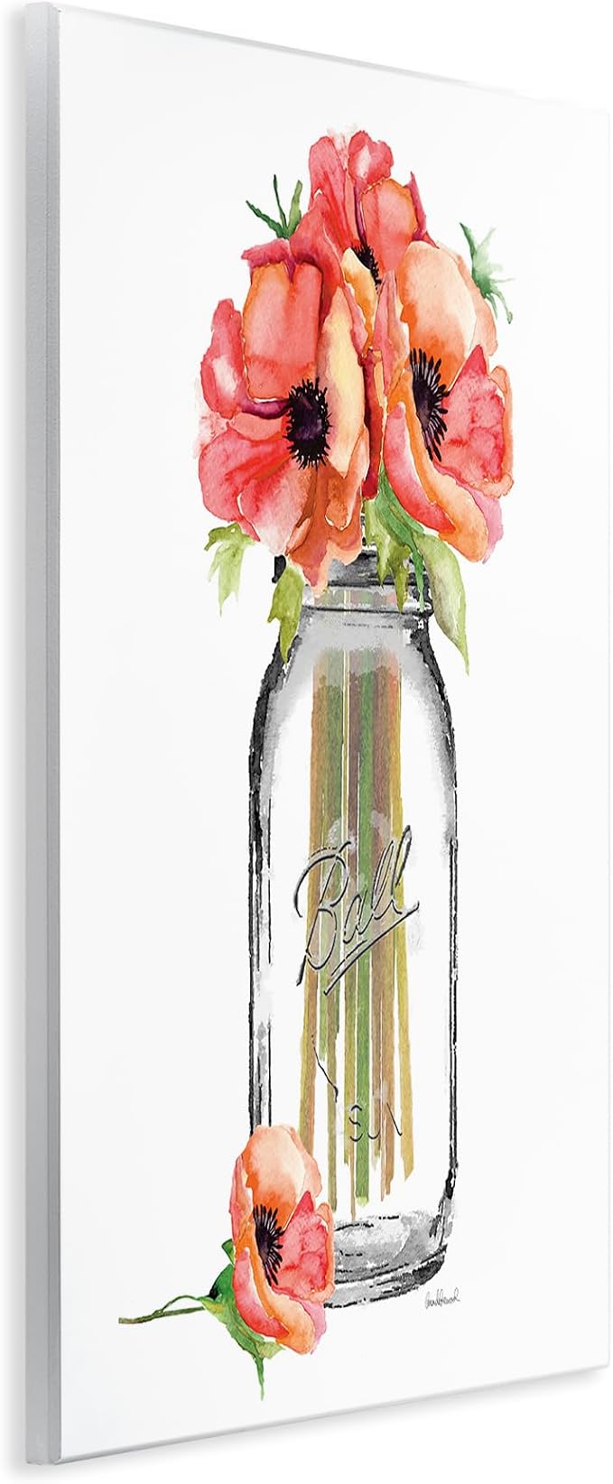 Mason Jar Poppies Floral, 10 x 15 Inch Mounted Print on Wall Plaque | Stupell Industries · By Amanda Greenwood · Ready to hang · Hand finished · Made in USA