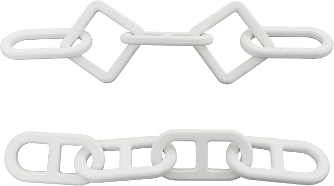 CosmoLiving by Cosmopolitan Wood Chain Decorative Sculpture Home Decor Statues, Set of 2 Accent Figurines 27", 25" W, White