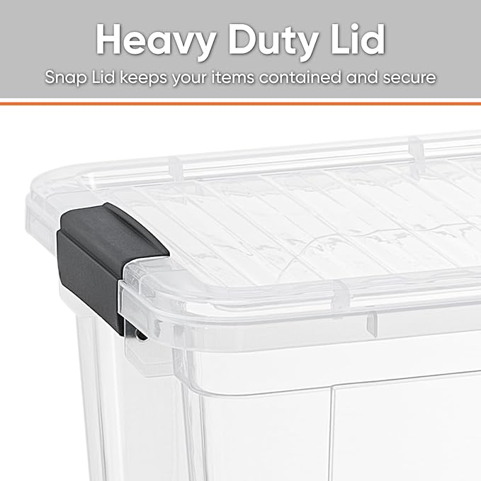 Superio Clear Storage Box with Lid, 49 Quart Plastic Container Bins for Organizing, Stackable Crates, BPA Free, Non Toxic, Odor Free, Organizers for Home, Office, School, and Dorm