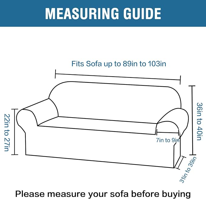 H.VERSAILTEX Stretch Sofa Covers 4 Seater Sofa Slipcovers for Living Room Feature Thick Checked Jacquard Fabric with Elastic Bottom, Sofa X-Large - Deep Teal