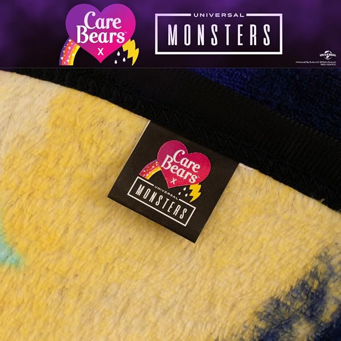 Care Bears X Universal Monsters Frankenstein Halloween Bedding Super Soft Plush Throw, 46 in x 60 in, (Officially Licensed Product) by Franco