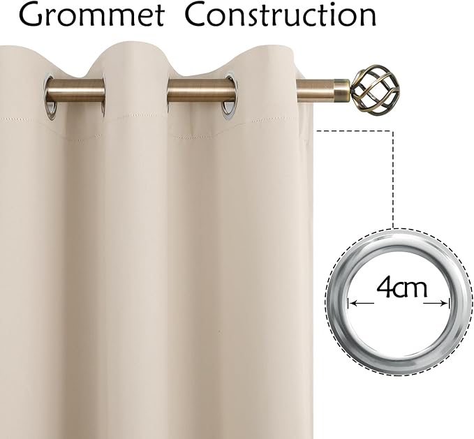 BGment Champagne Short Room Darkening Curtains for Small Windows, 38 x 45 Inch Thermal Insulated Tier Set of 2 Panels Sun Blocking Drapes for Kitchen Bedroom