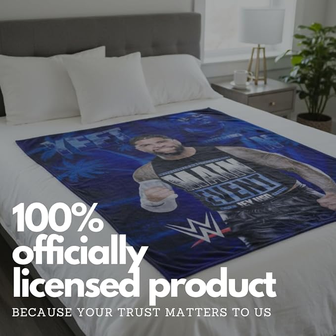 WWE Jey USO Yeet Main Event Champions Bedding Super Soft Throw Blanket, 46 in x 60 in, (Official Licensed Product) by Franco Collectibles