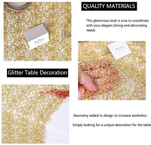 B-COOL 6 Packs Gold Sequin Table Runner Spider Cobweb Mesh Table Runners 12x108inch Runner for Christmas Birthday Wedding Banquet Thanksgiving Party Decoration - Image 4