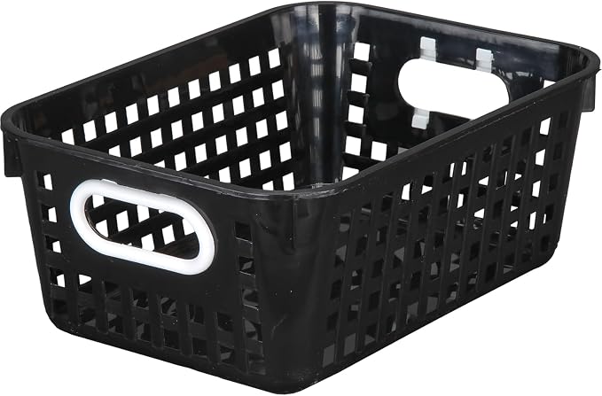 Really Good Stuff Medium Plastic Book Baskets, 11" by 7.5" by 4.5", 6-Pack | Neon Group Colors, Versatile Storage Solution for Classroom, Home, & Office
