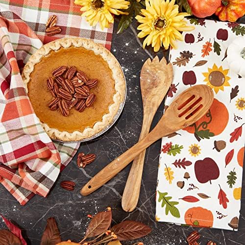 DII Fall Basics Kitchen Dishtowel Collection Printed & Plaid Fall Dish Towel Set, 18x28, Pumpkin Spice, 2 Count - Image 4