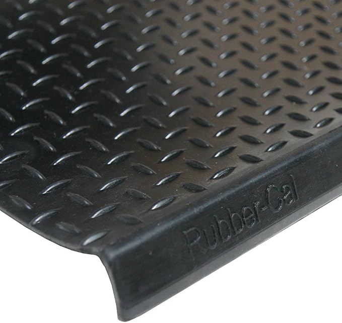 Rubber-Cal Diamond-Plate Non-Slip Rubber Tread Stair Mats (6 Pack), Black, 9.75" X 29.75"
