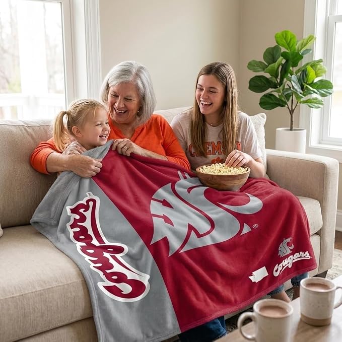 Proformance Home NCAA Washington State Cougars Endzone Ultra Soft Tailgate Throw