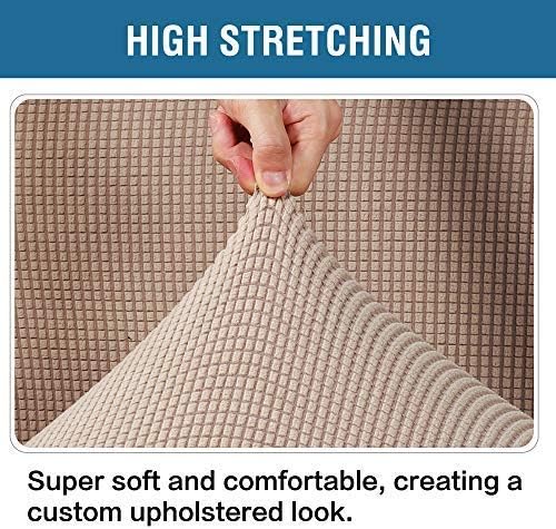 H.VERSAILTEX Ottoman and Sofa Seat Cushion Combined Cover Slipcover Rectangle Sofa Slipcover Fit Length 56"-75" Suitable for L Shaped Seat Cushion Cover or Chaise Part Cover Stretch Thick Soft - Sand