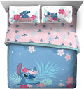 Jay Franco Disney Lilo & Stitch Queen Comforter Set, 7 Piece Bed in a Bag - Reversible with Shams & Sheets - Super Soft Microfiber Kids Bedding, All Season Machine Washable (Official Disney Product)