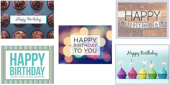 CEO Cards - Birthday Greeting Card Assortment, 5 Cards of Each Design, 5x7 Inches, 25 Cards & 26 White Envelopes (VP1603)