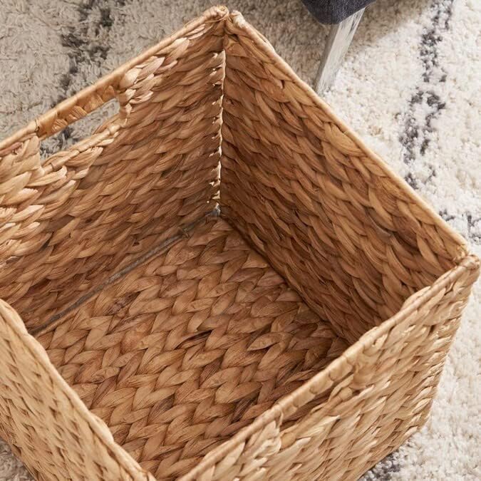 M4DECOR 10.5 x 10.5 Storage Cubes – Water Hyacinth Wicker Baskets for Organizing, Wicker Storage Cubes, Storage Baskets for Shelves (4 Packs 10.5in)