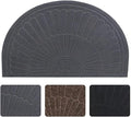 Morning View Half Round Doormat, Gray, Outdoor Indoor Rug - 30x18 inches, Non Slip, High Traffic, Absorbent, Modern Design