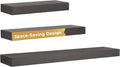 Kiera Grace Stockholm Maine Floating Shelves for Wall, MDF Display Shelves, Easy to Assemble, Ideal for Home Decor, 12"/16"/24" W x 5" D x 1.5" H, Gallant Gray, Pack of 3