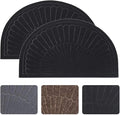 Morning View Half Round Door Mat Indoor Half Circle Front Door Mats Outdoor Entrance Half Moon Welcome Mat Entryway Rug Rubber Back Non Slip Set of 2 (Black)