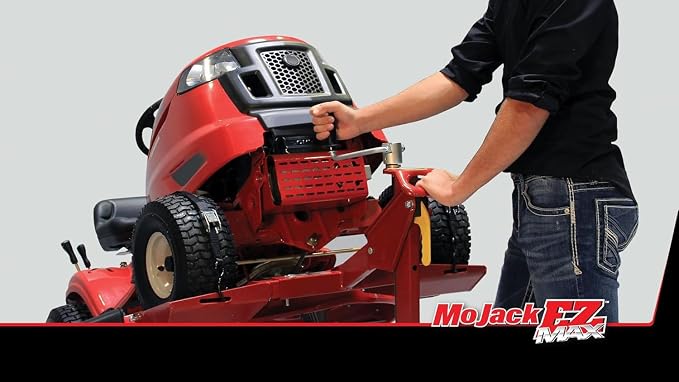 MoJack EZ MAX 45001 Riding Lawn Mower Lift Jack, 450 lb, Zero Turn/Tractor | Fits 18.5-47.5in Wheel Span - Raises Deck 24in - Manual or Drill-Powered - Fold-Flat Storage - Blade & Belt Service